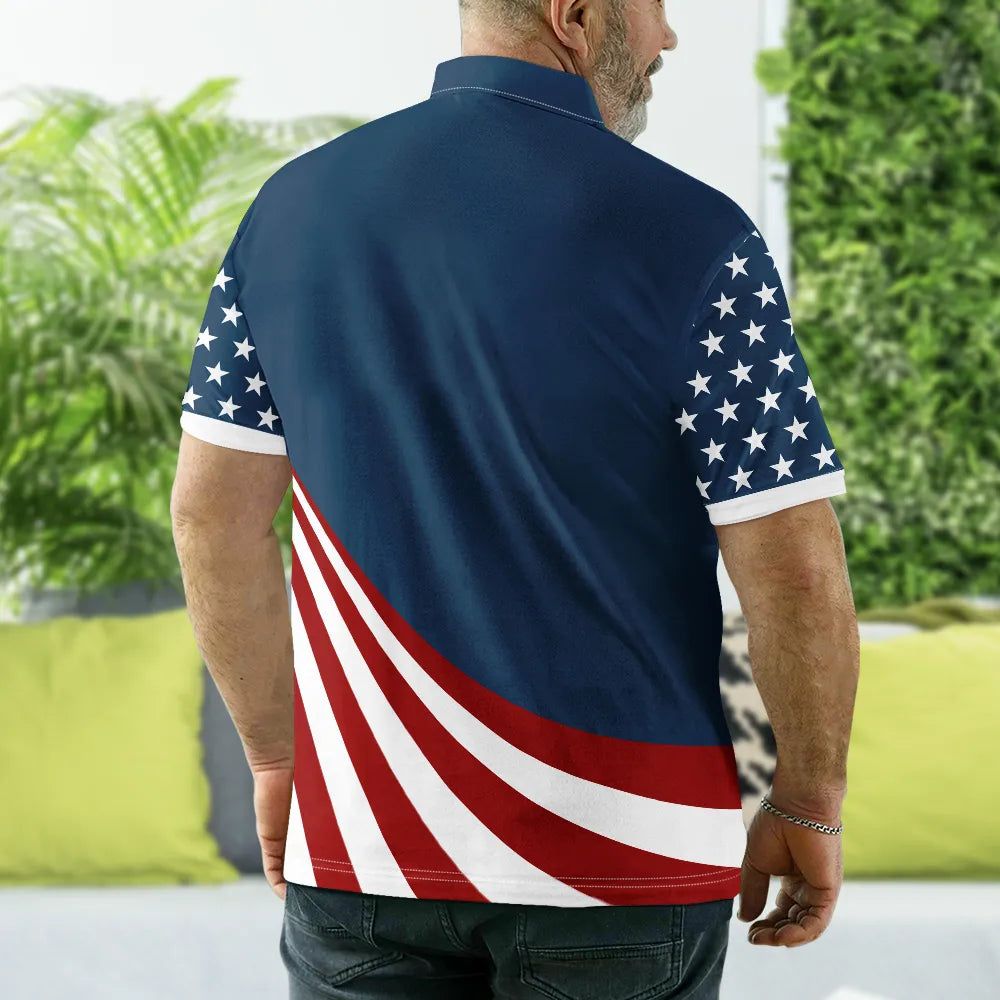 America 250 Anniversary Grandpa Dad Kids Handprints - Personalized Polo Shirt
