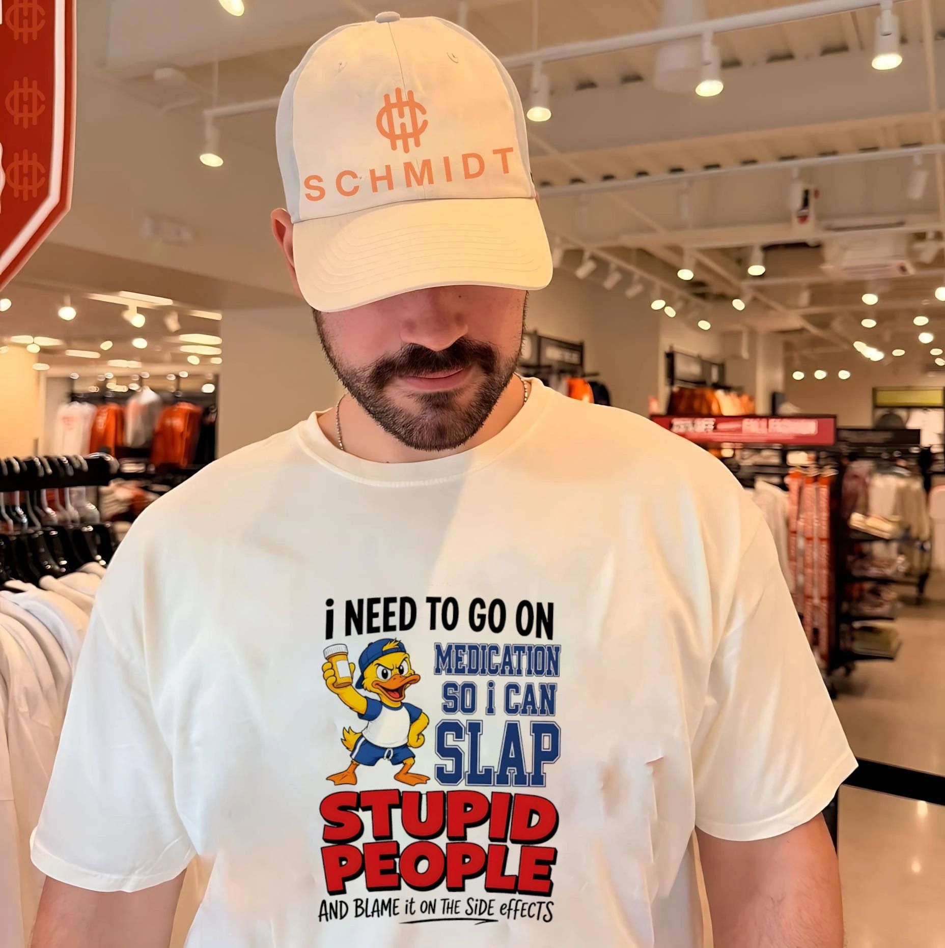I need to on medication so I can slap stupid people and blame it on the side effects cartoon duck shirt
