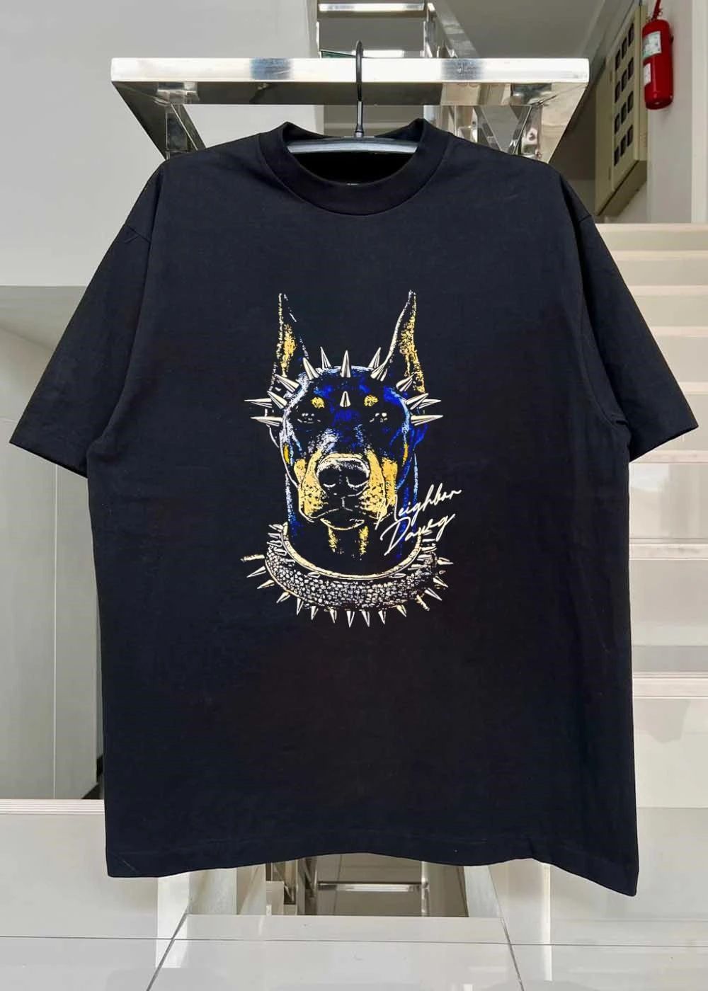 Neighbor Dawg Doberman Pinscher Spiked Collar Graphic T-Shirt