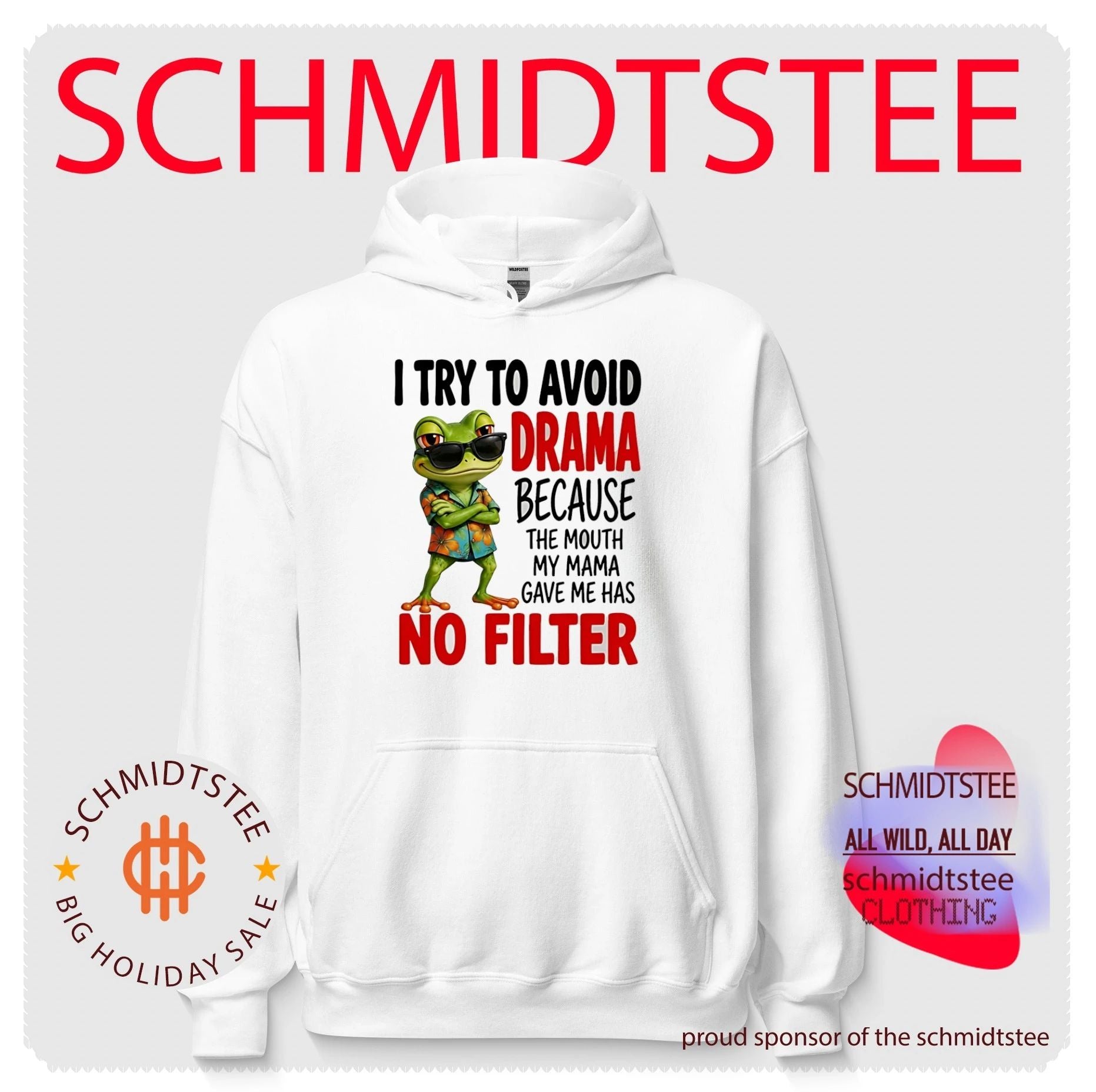 I try to avoid drama because the mouth my mama gave me has no filter cartoon frog shirt