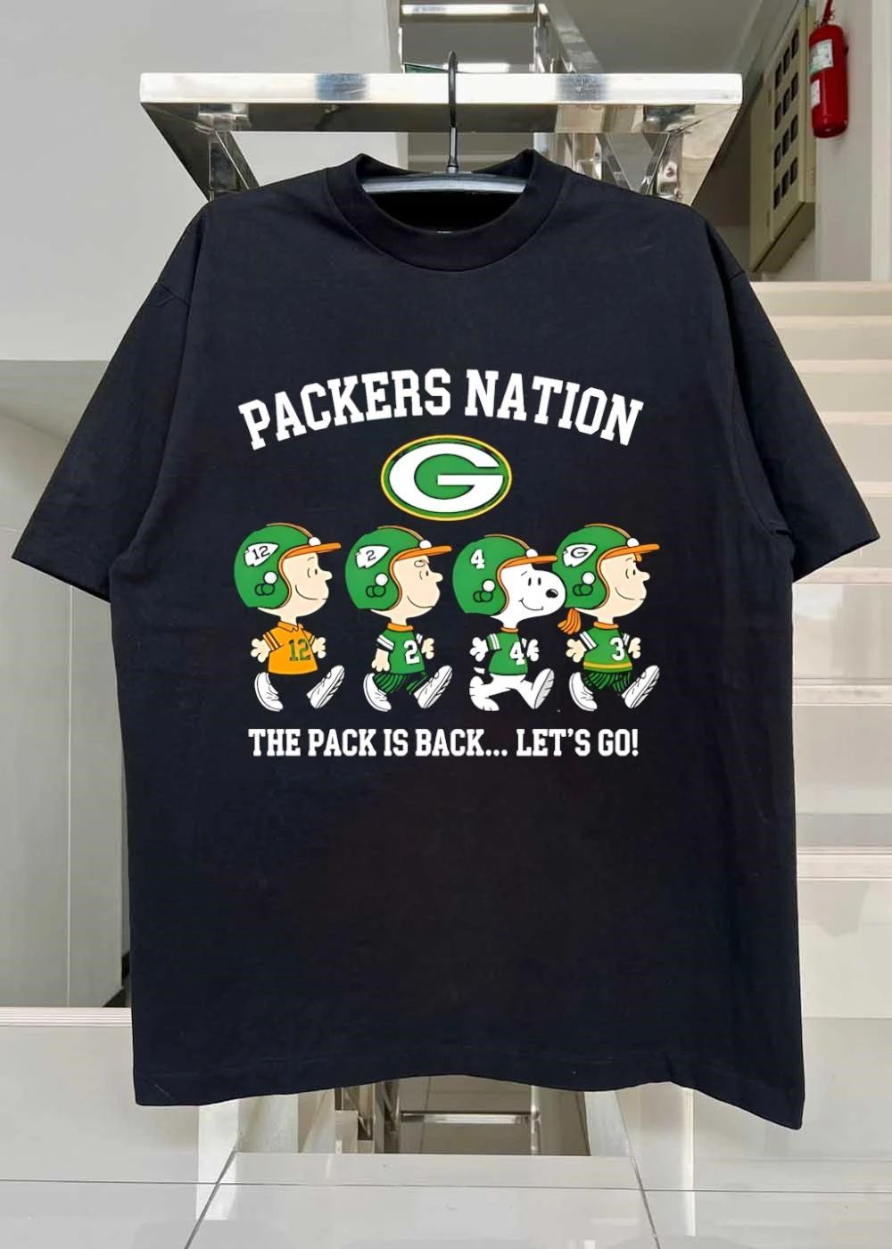 Peanuts Characters Walking Packers Nation The Pack Is Back Let’s Go Green Bay Packers shirt