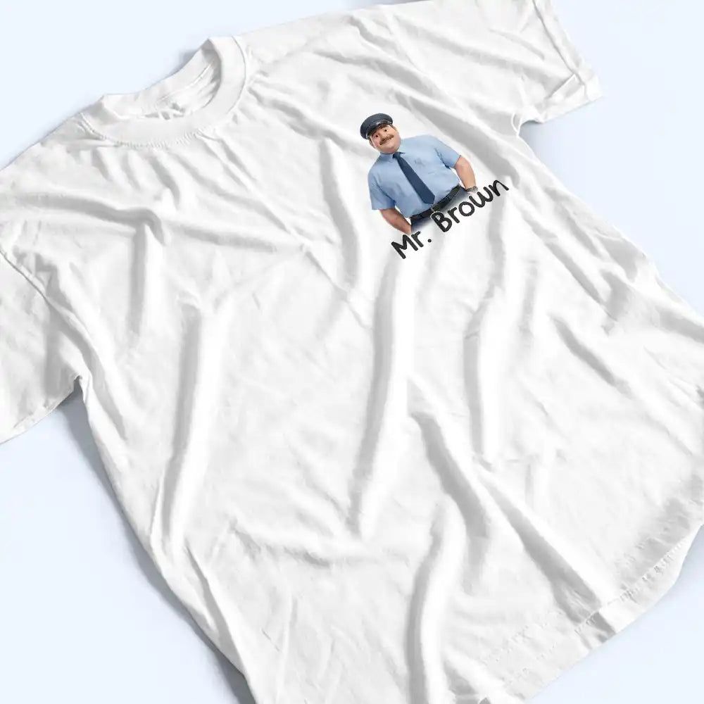 Custom Photo Cartoon Portrait The World Is A Better Place With You in It Gift For Bus Driver - Personalized T Shirt