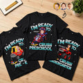 Custom Photo Kid Riding Truck Car Ready To Crush Kindergarten - Personalized T Shirt