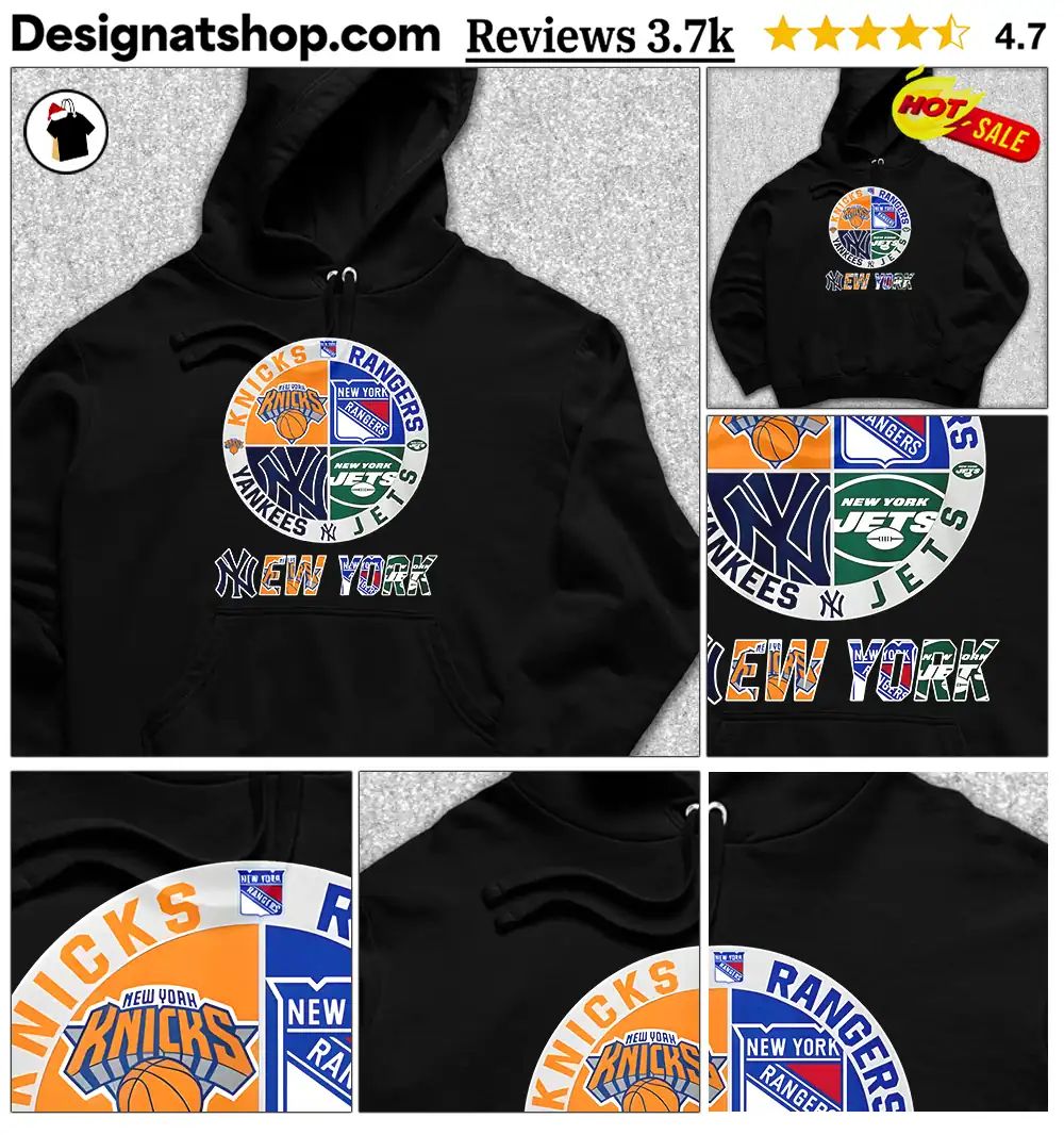 Knicks Rangers Yankees Jets New York team logo sports shirt