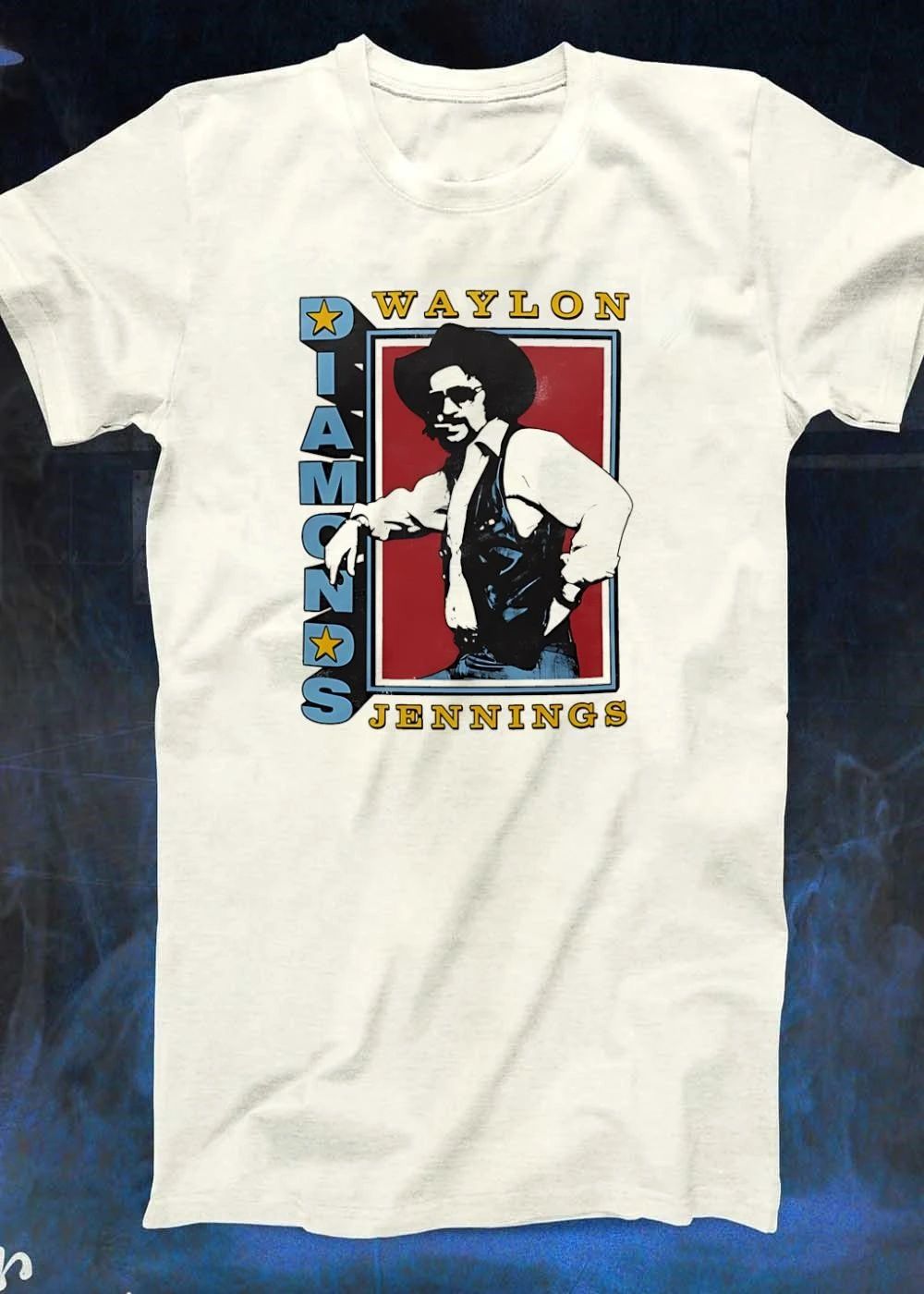 Waylon Jennings Standing Portrait Diamonds Graphic T-Shirt