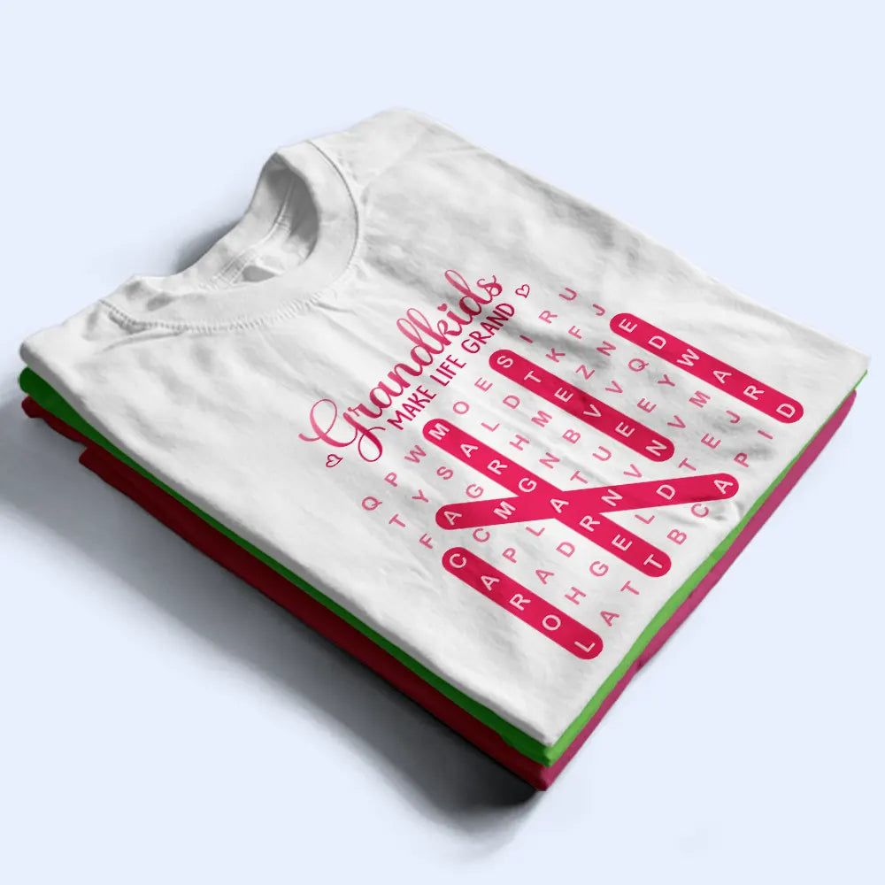 Word Search Puzzle Grandkids Make Life Grand - Personalized T Shirt