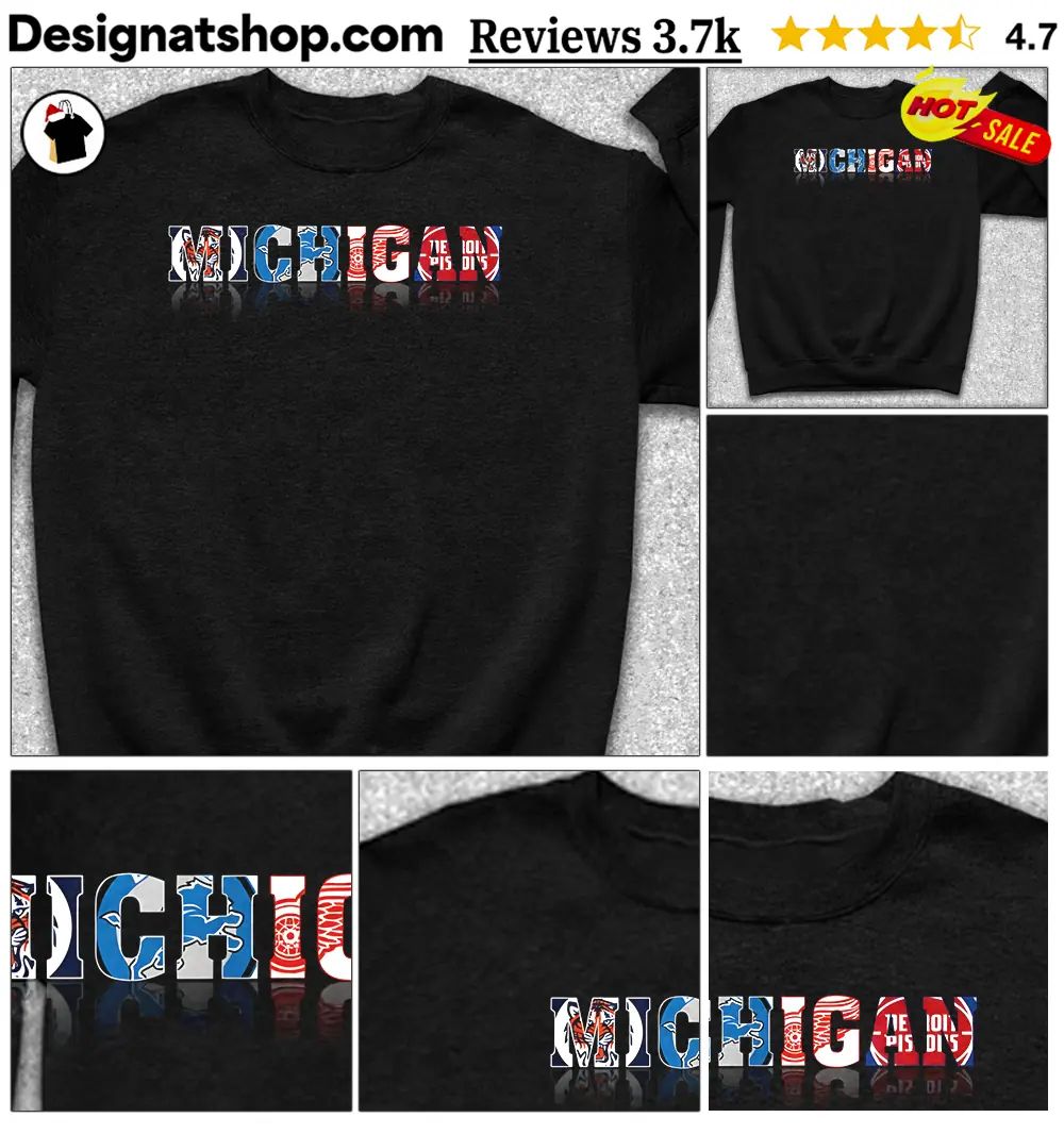 Detroit Lions Tigers Red Wings Pistons Michigan team sports shirt