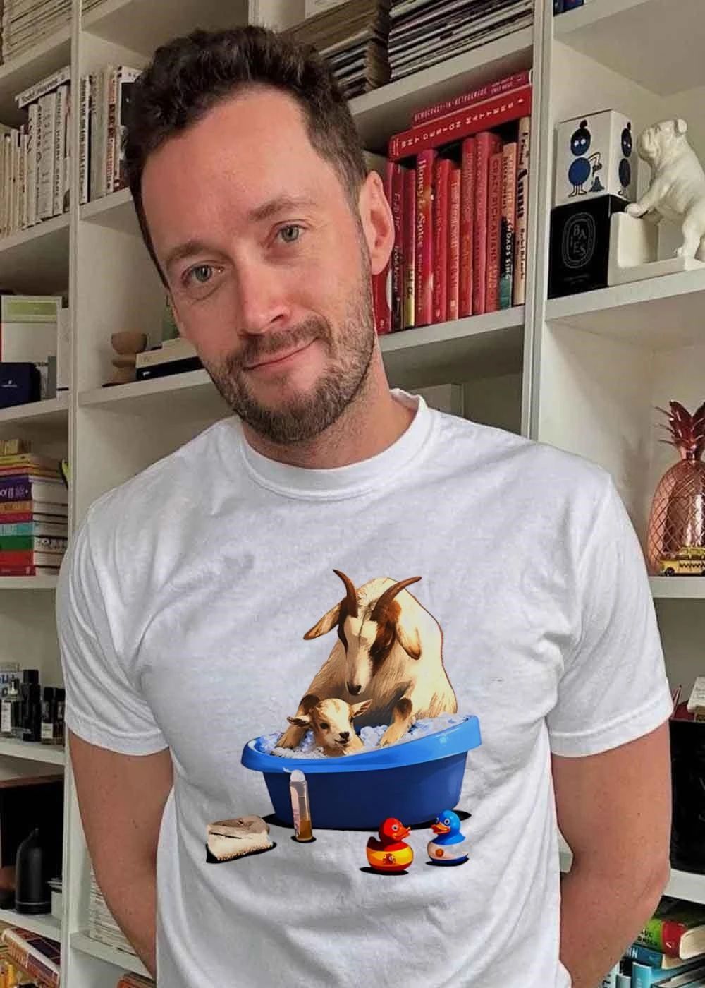 Spain and Argentina Rubber Duckies Goat Bathing Time T-Shirt