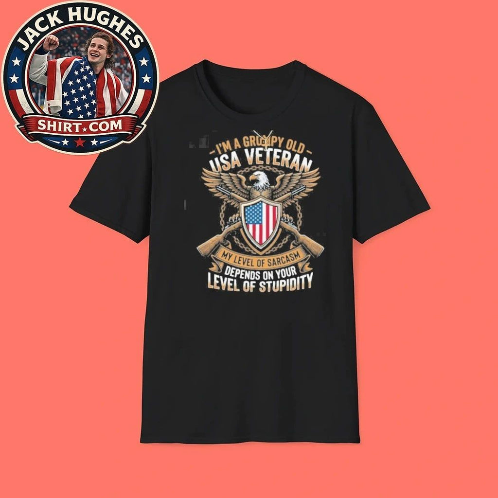 Original Grumpy Old Usa Veteran Sarcasm Level American Eagle Shirt