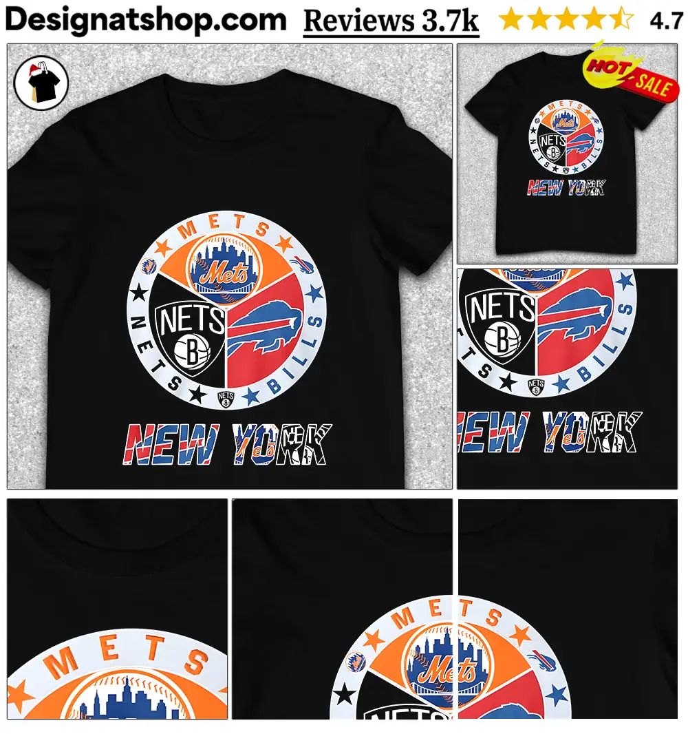 New York Sports teams Mets Nets Bills logo shirt