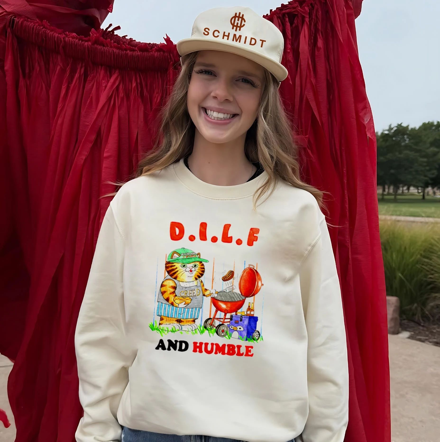 Dilf and Humble Cat Grilling with Kirkland Signature Hat shirt