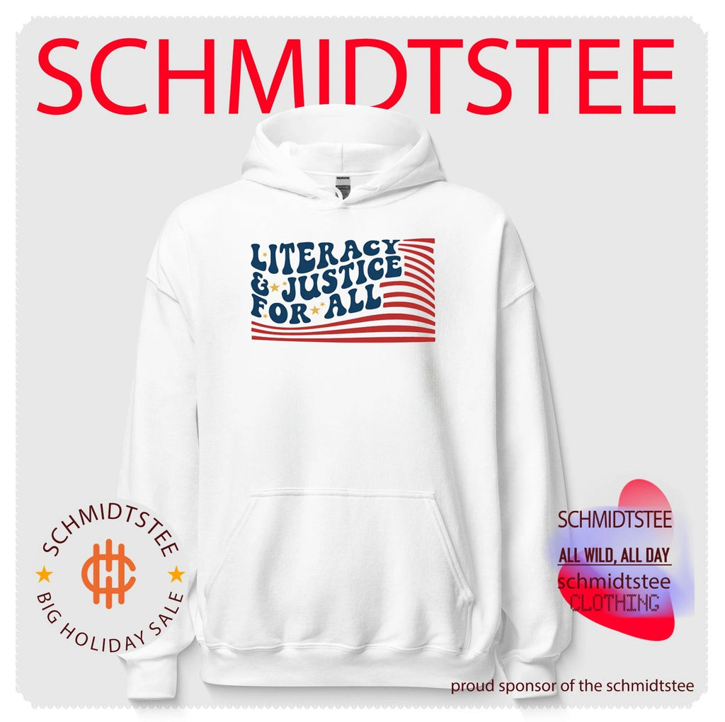 Literacy and Justice for All reading teacher shirt