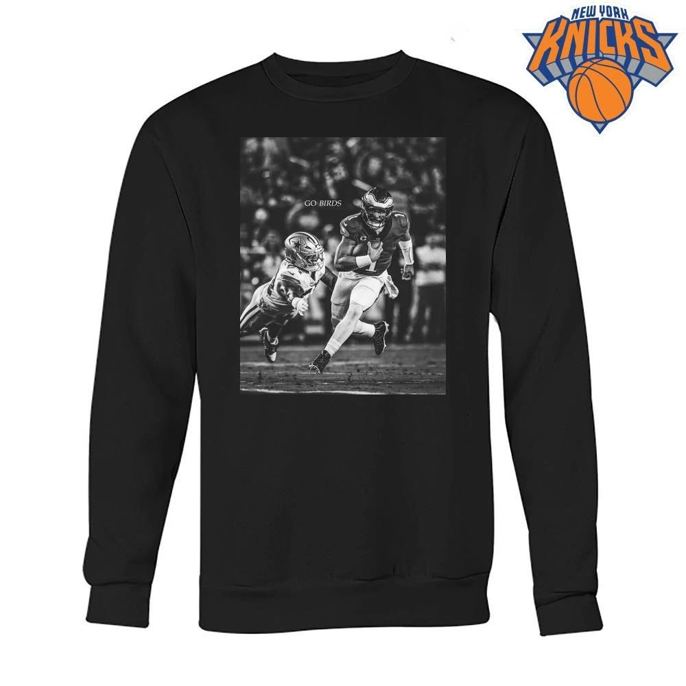 Go Birds Jalen Hurts Philadelphia Football Running Play Black and White Photo Shirt