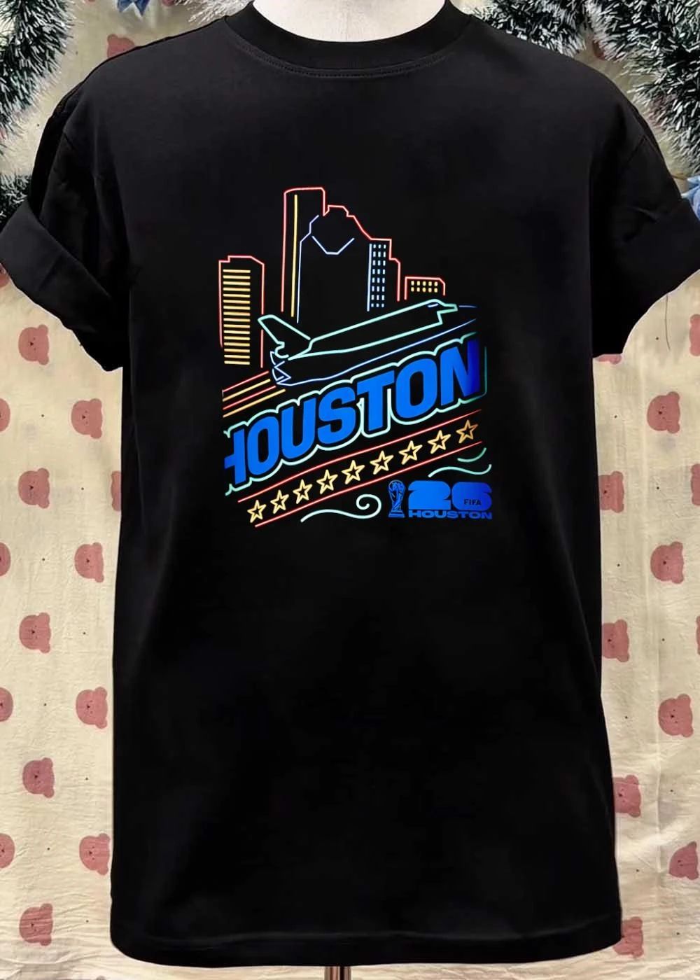Houston Skyline Space Shuttle Neon Style FIFA 26 World Cup Houston shirt