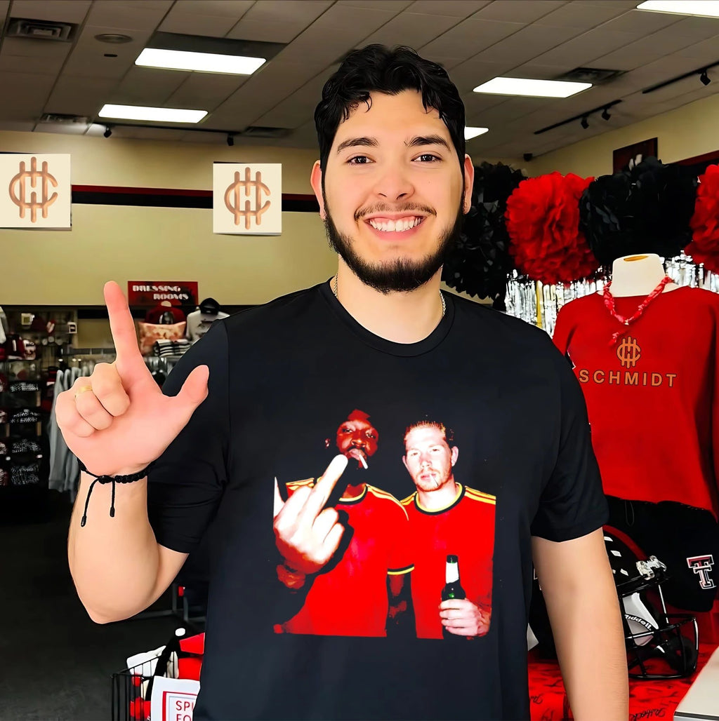 Romelu Lukaku and Kevin De Bruyne Belgium National Team middle finger shirt