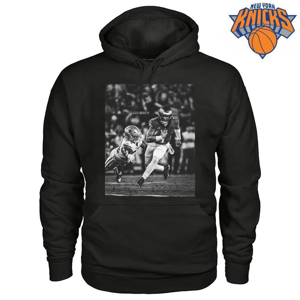 Go Birds Jalen Hurts Philadelphia Football Running Play Black and White Photo Shirt