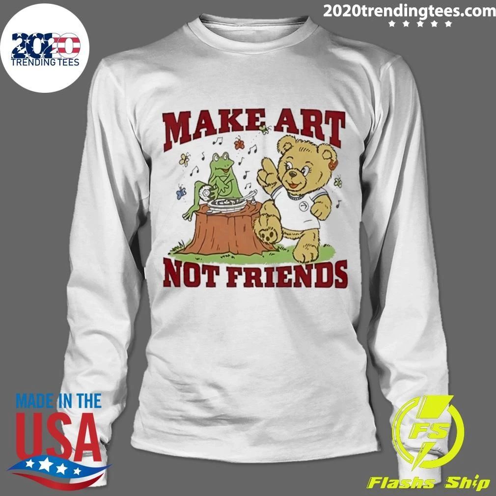 Teddy Bear And Frog Make Art Not Friends T-Shirt