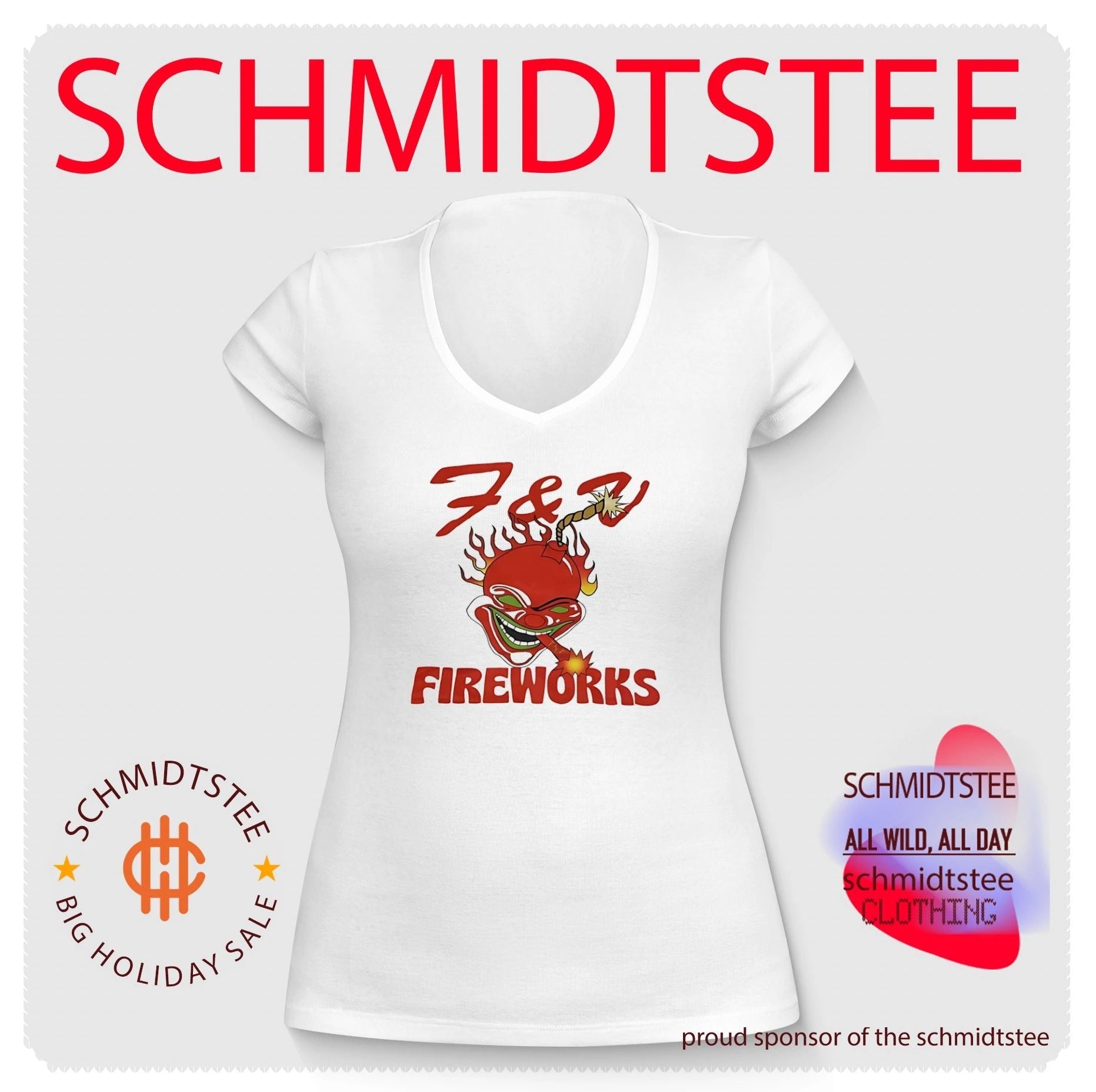 F and V fireworks graphic shirt