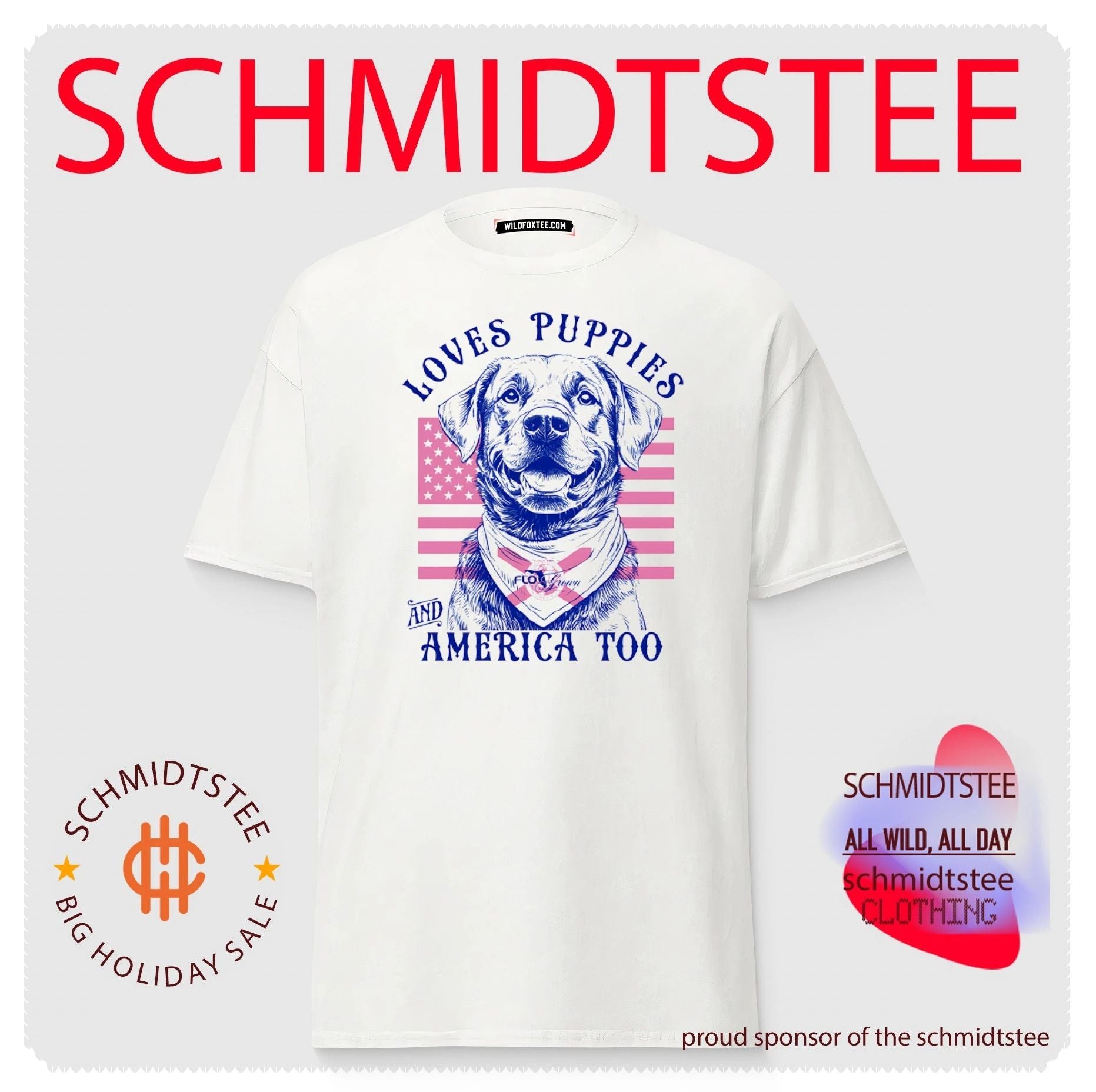 Loves Puppies and America Too Labrador Retriever shirt