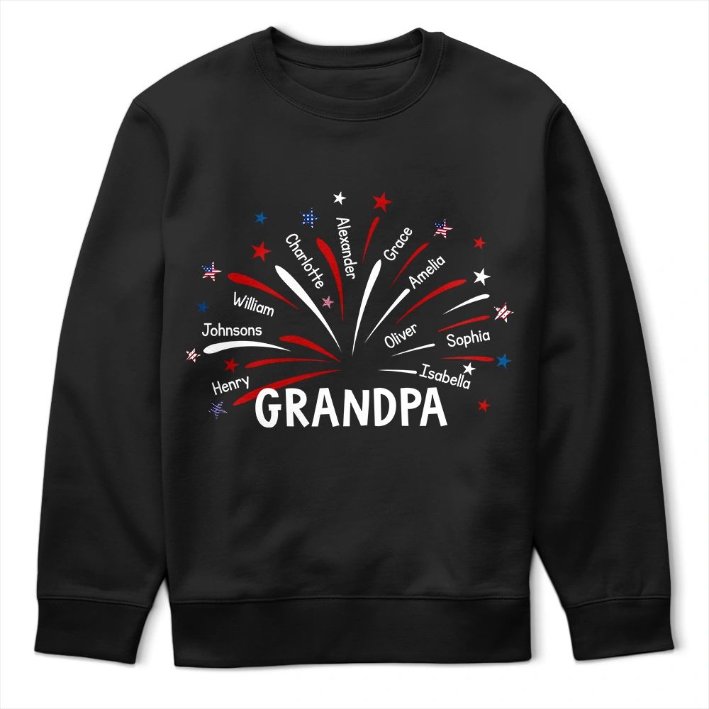 Grandpa Dad Firework Independence Day - Personalized T Shirt