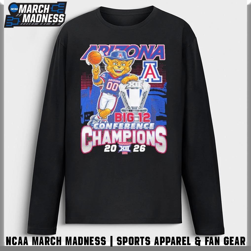 Arizona Wildcats Mascot 2026 Big 12 Men’s Basketball Tournament Champions T-Shirt