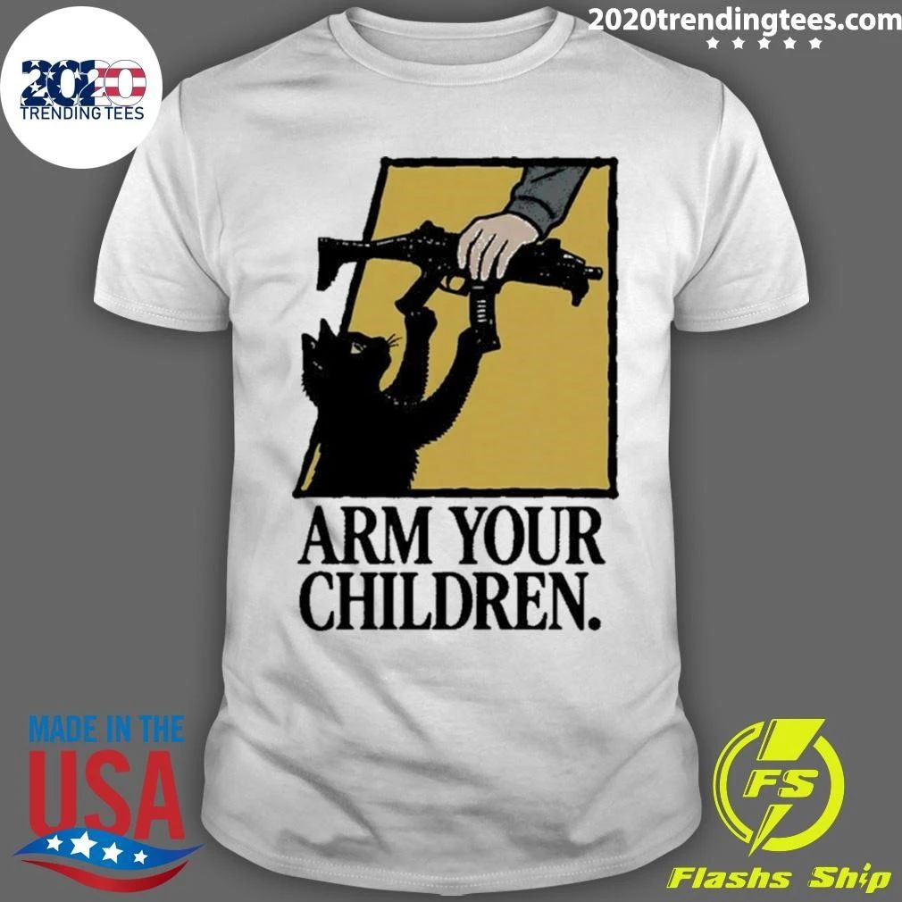 Black Cat Arm Your Children Gun Rights Shirt