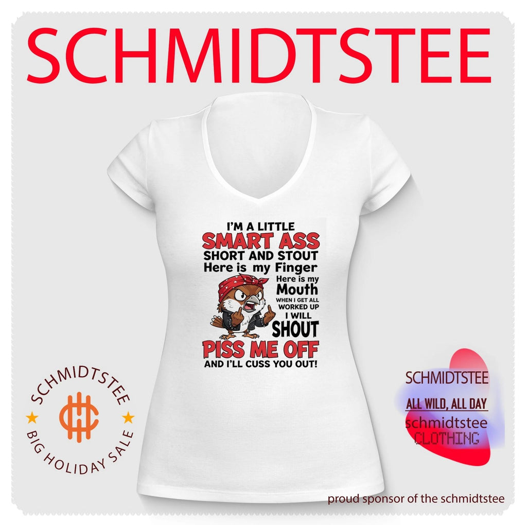 I’m a little smart ass short and stout here is my finger here is my mouth cartoon bird shirt