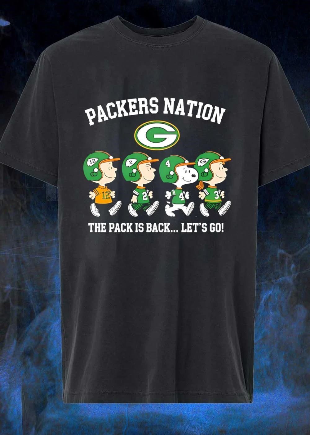 Peanuts Characters Walking Packers Nation The Pack Is Back Let’s Go Green Bay Packers shirt
