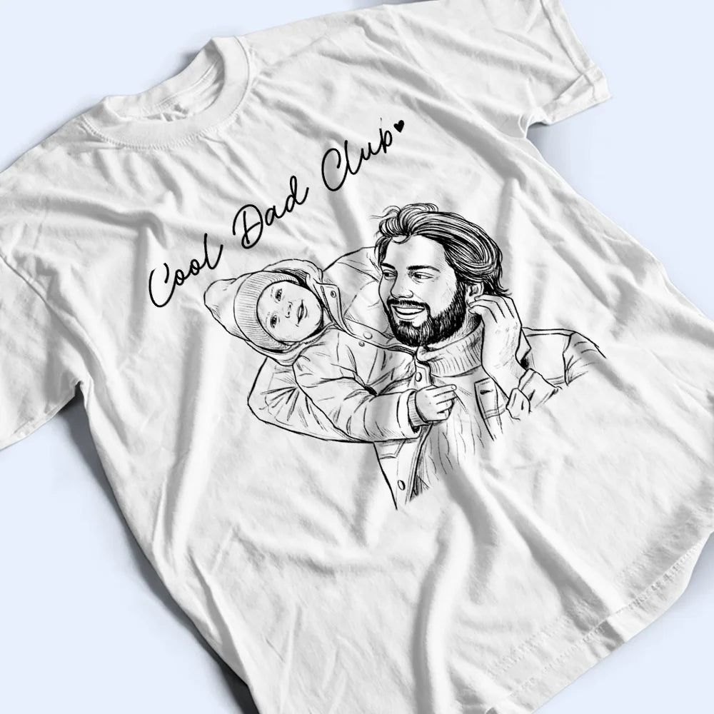 Custom Photo Pencil Sketch Best Dad Grandpa Ever Portrait - Personalized T Shirt