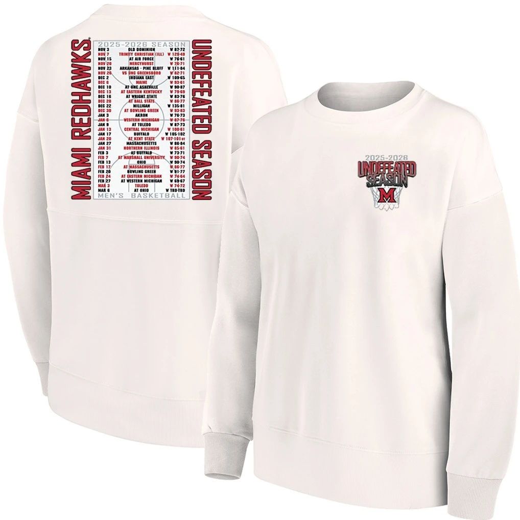 Miami RedHawks 2025-2026 Men’s Basketball Undefeated Season Schedule T-Shirt