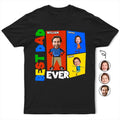 Custom Photo Best Dad Papa Ever Basic Color Arcade Theme - Personalized T Shirt