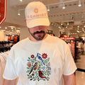 Floral Birdsong Blue Jay Robin and Red Bird shirt