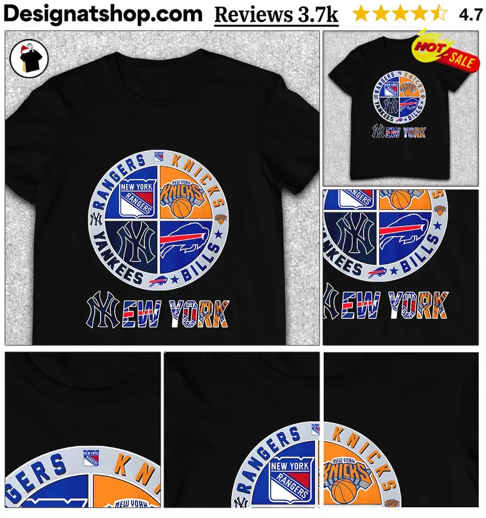 New York Yankees Rangers Knicks Bills New York sports team logos shirt shirt