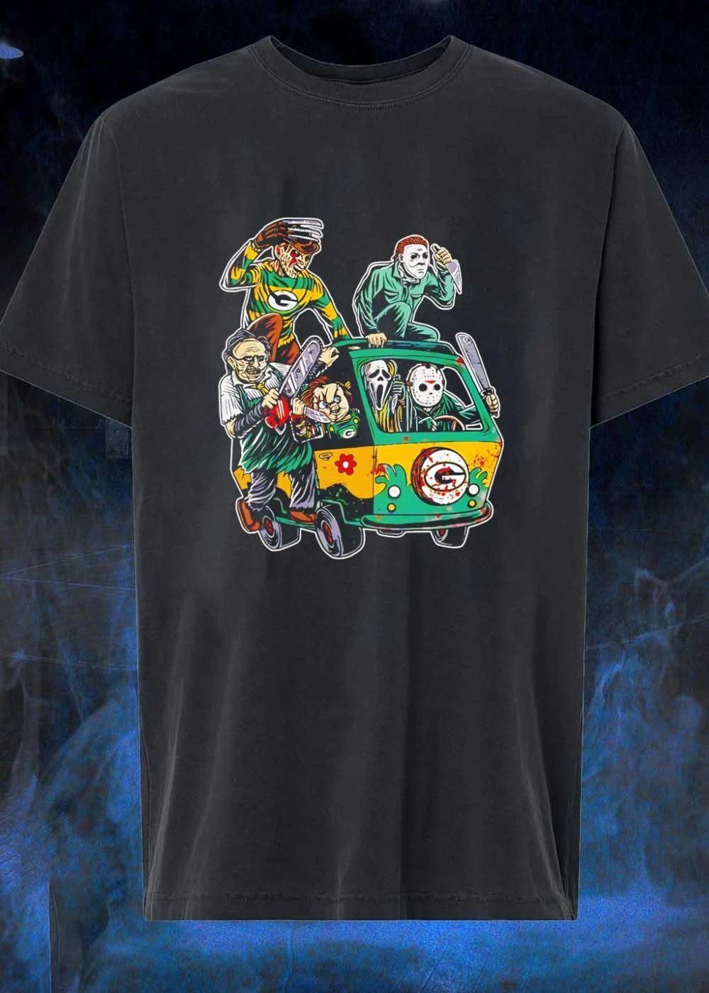 Horror Villains Riding the Mystery Machine Green Bay Packers shirt