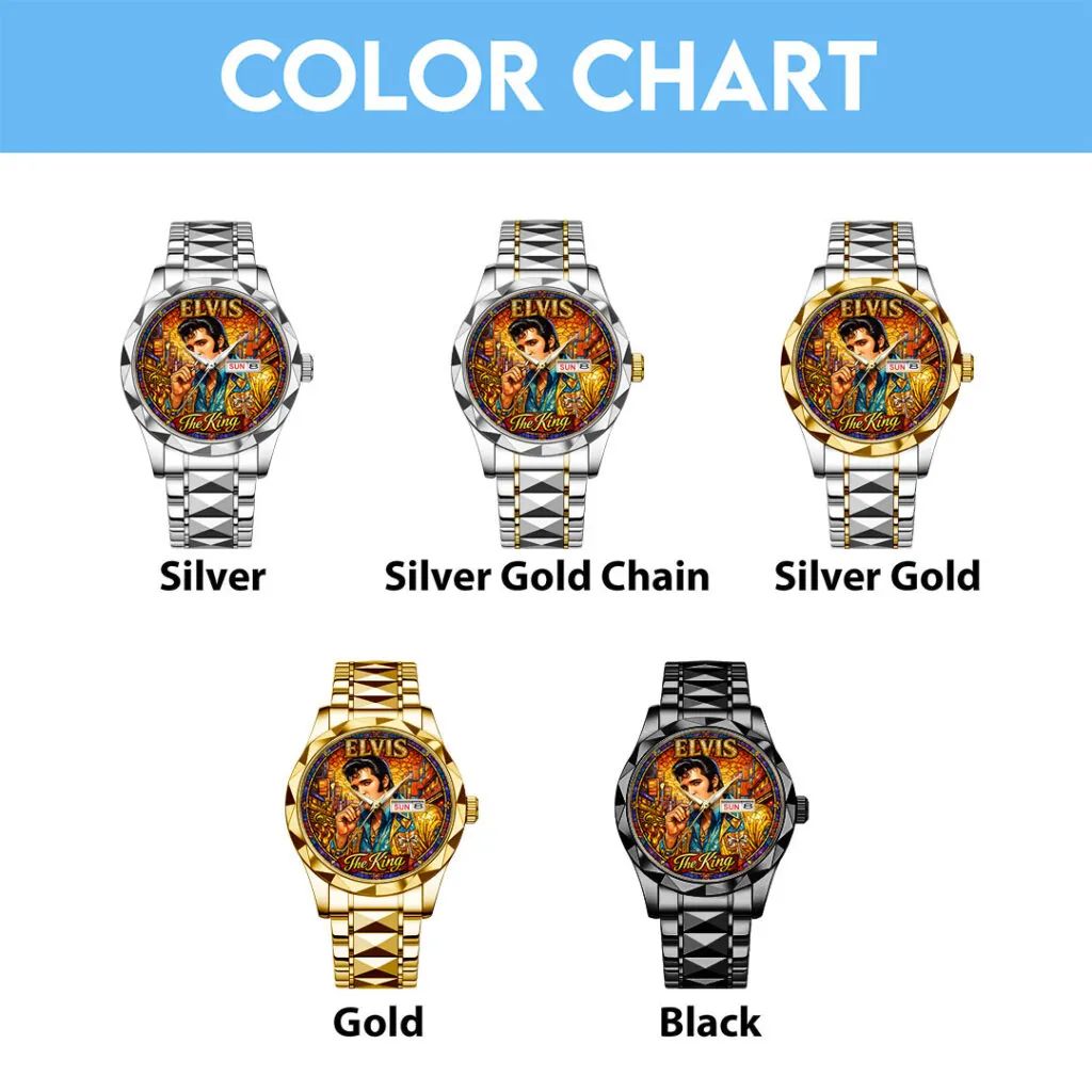 Elvis The King Stained Glass Watch