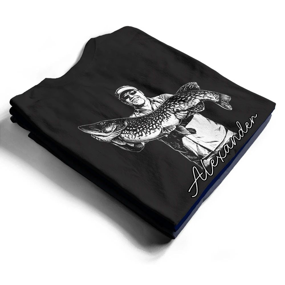 Custom Photo White Pencil Sketch Art O'Fishally Retired - Personalized T Shirt
