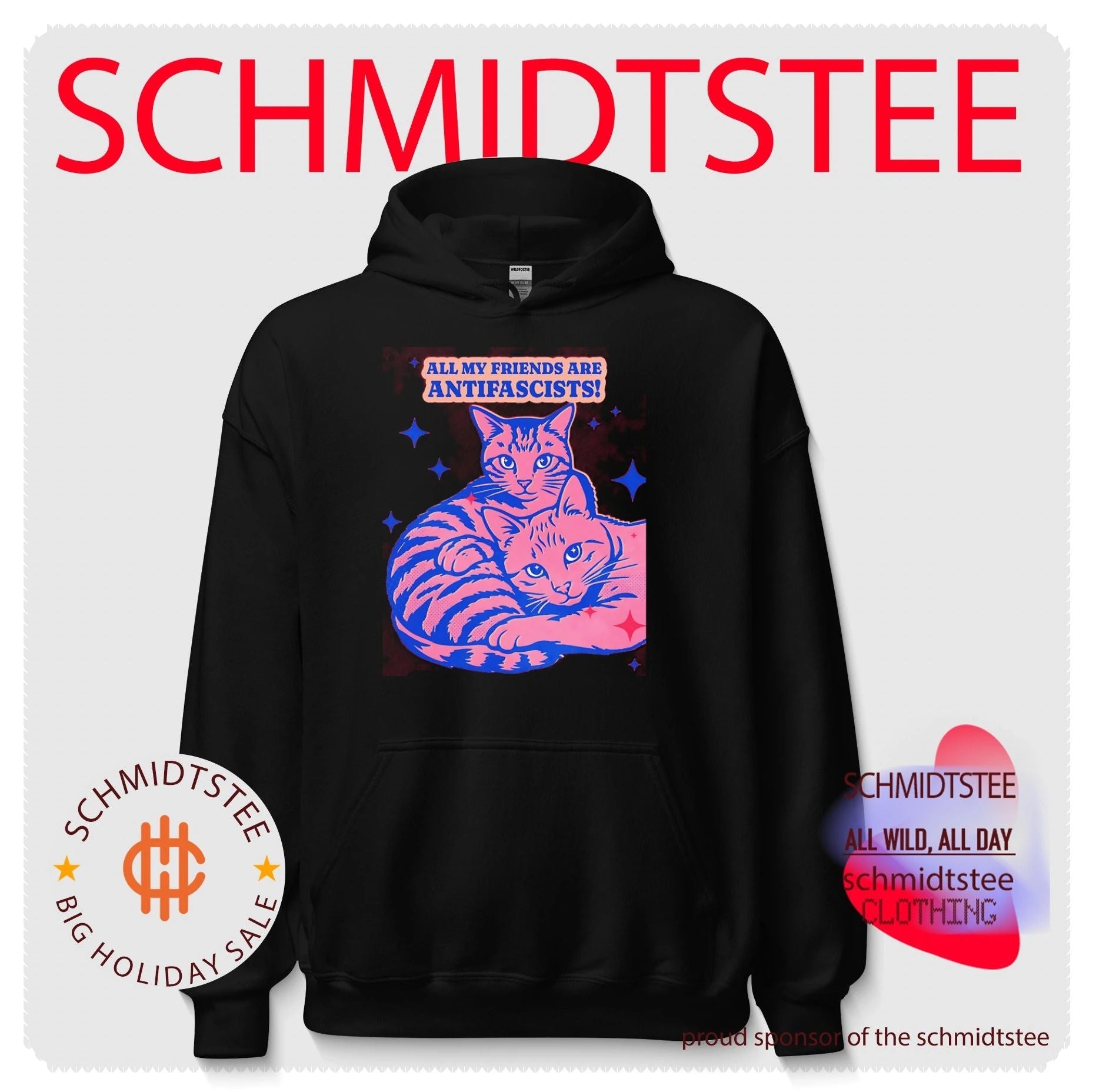 All my friends are antifascists graphic cat shirt