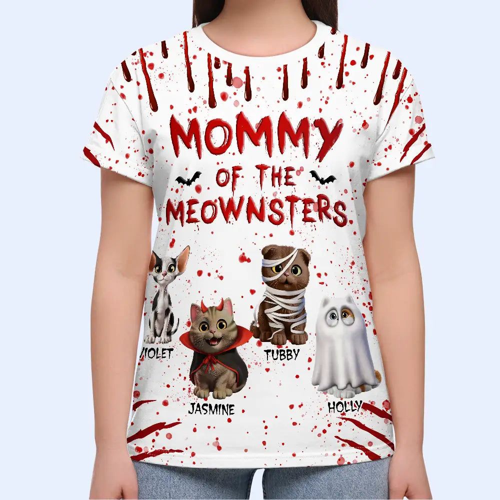 Mommy Daddy Of The Meownsters - Personalized Full Print T Shirt