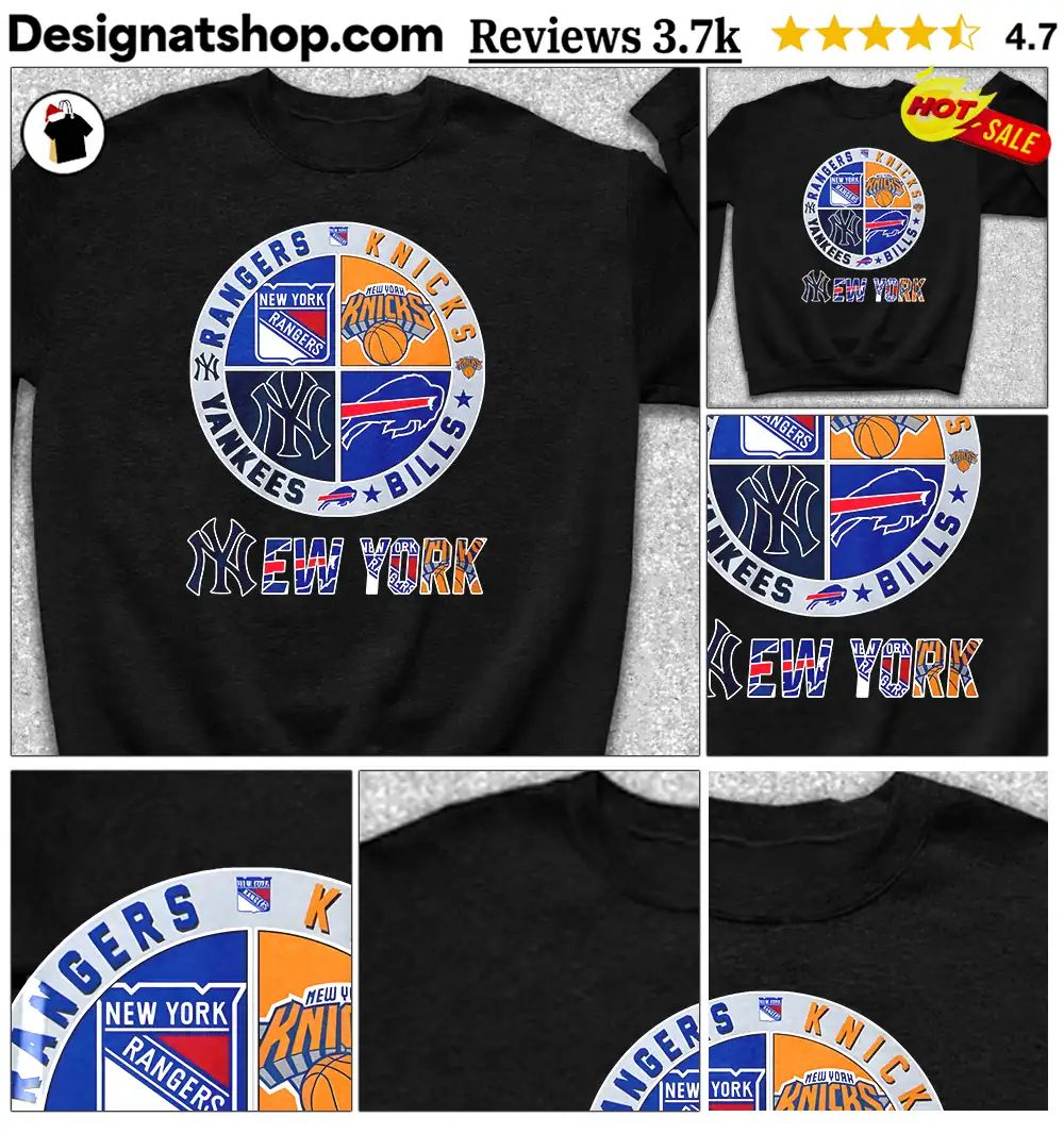 New York Yankees Rangers Knicks Bills New York sports team logos shirt shirt