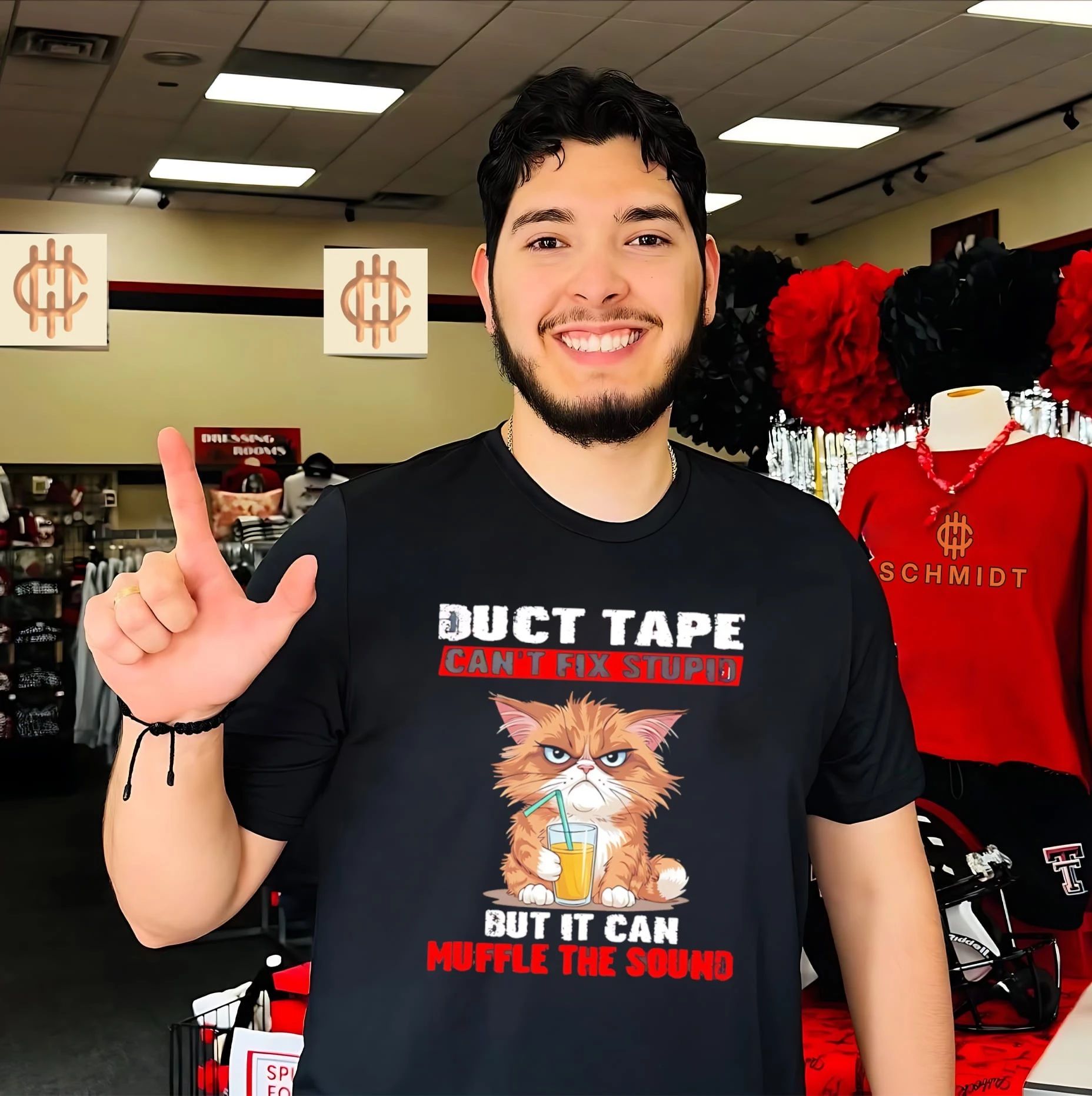 Duct tape can’t fix stupid but it can muffle the sound cartoon cat shirt