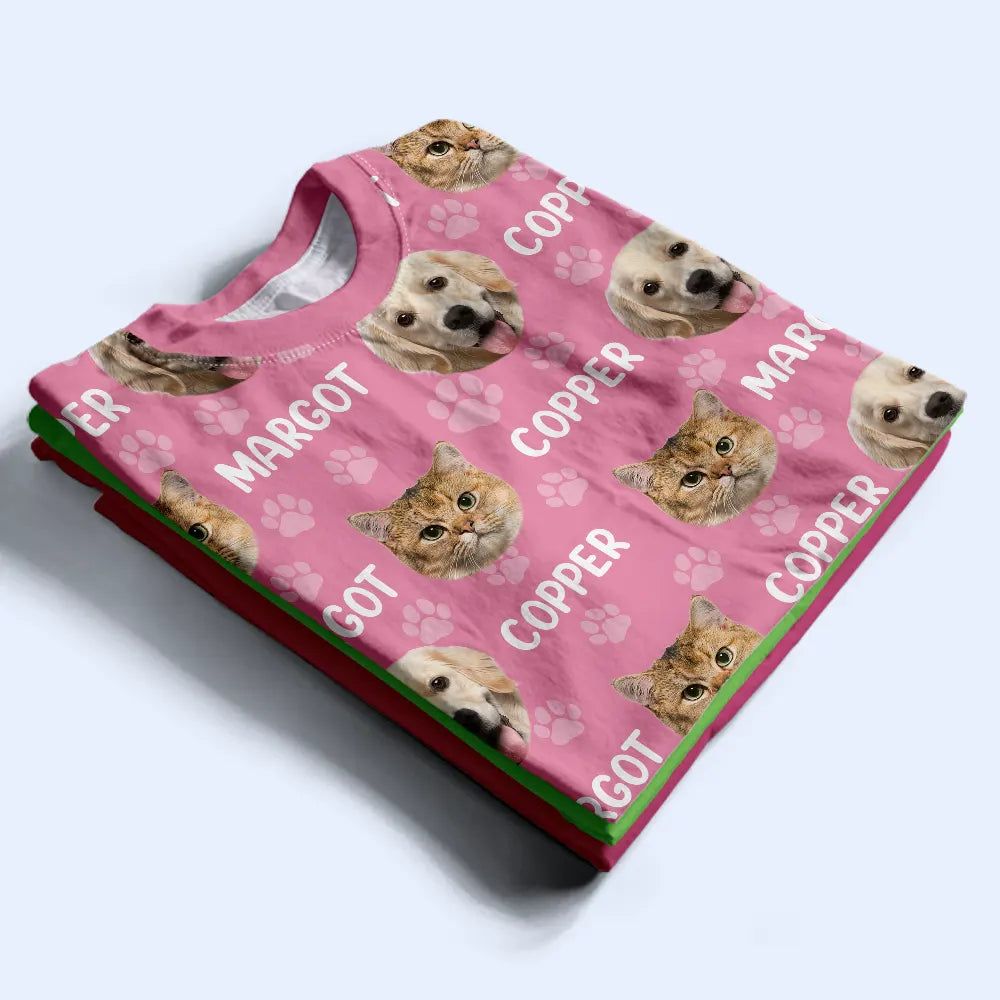 Custom Photo Funny Pet Face Pattern Dog Cat Family - Personalized Full Print T Shirt
