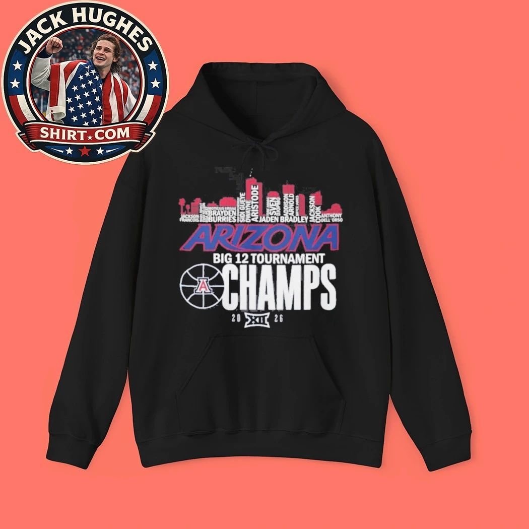 Arizona Wildcats 2026 Big 12 Tournament Champions Skyline Player Roster Shirt