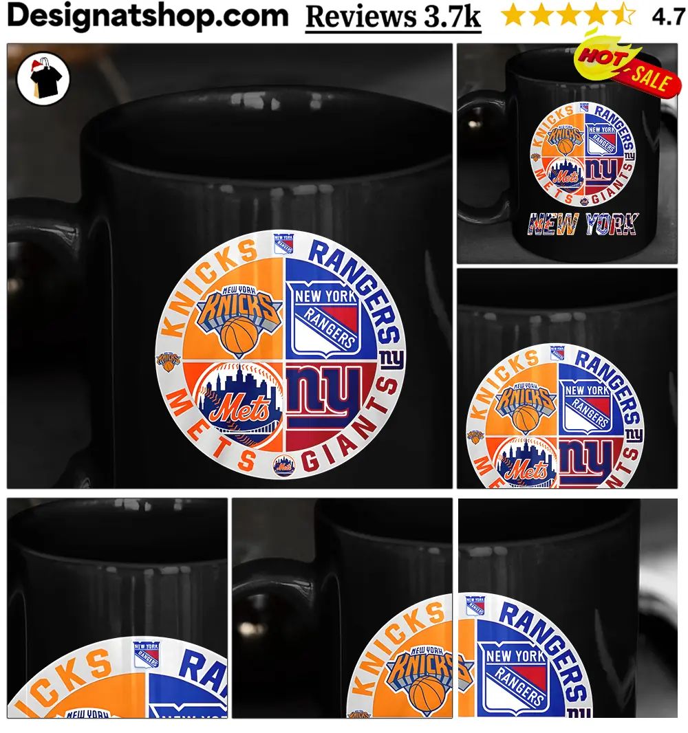 New York sports teams Knicks Rangers Mets Giants logo shirt
