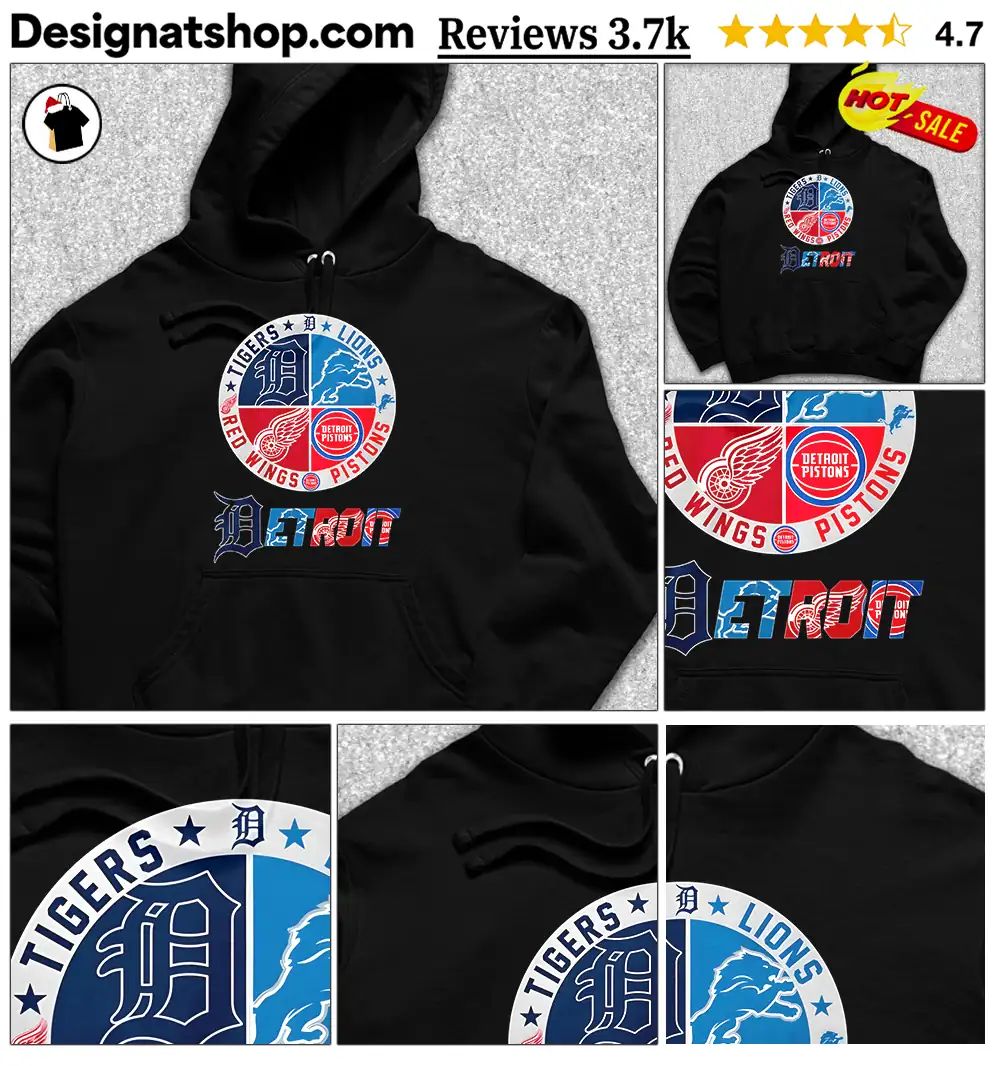Detroit Tigers Lions Red Wings Pistons Sports Teams Logos Detroit Shirt
