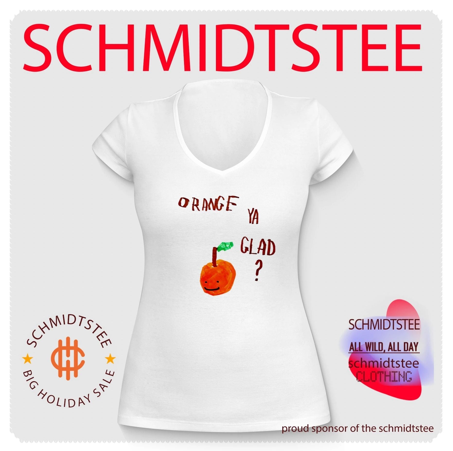 Orange Ya Glad fruit pun food punny paint shirt
