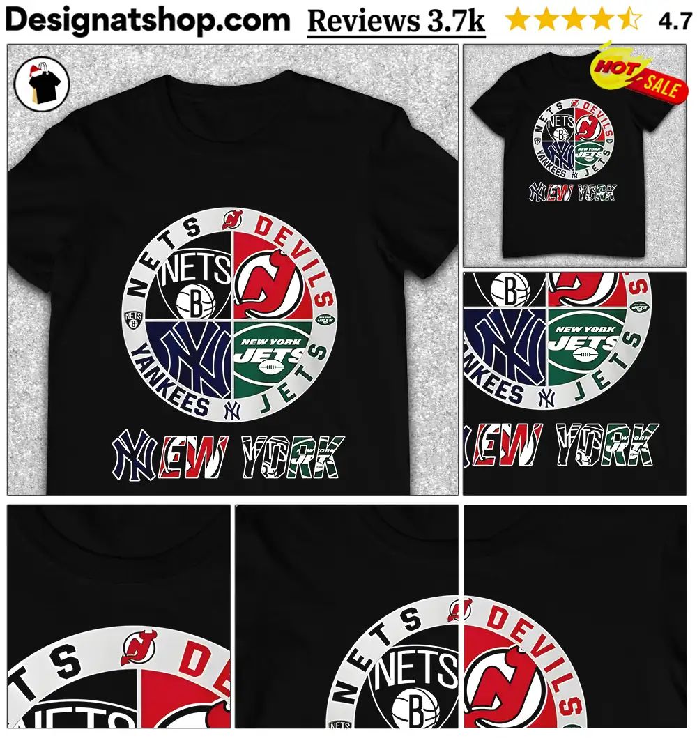 Nets Devils Yankees Jets New York team logo shirt
