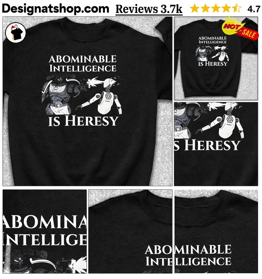 Space Marine Exterminating AI In Warhammer 40K Abominable Intelligence Is Heresy Shirt