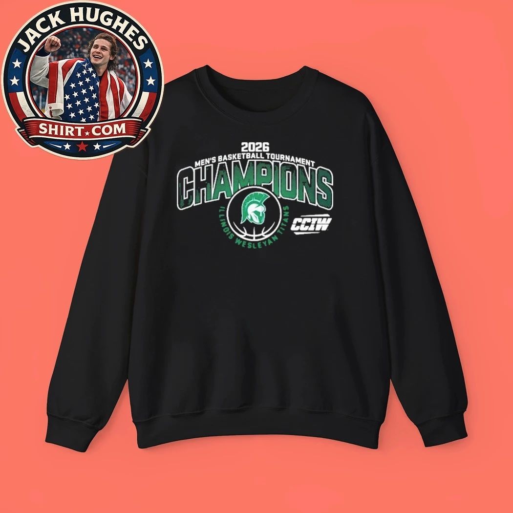Illinois Wesleyan Titans Champions Men’s Basketball 2026 CCIW Tournament Logo Graphic T-Shirt