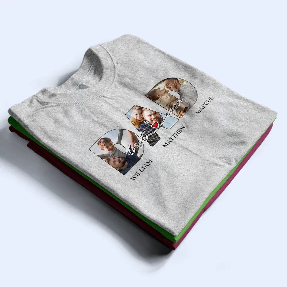Custom Photo White Pencil Sketch Art Best Dad Papa Ever - Personalized T Shirt