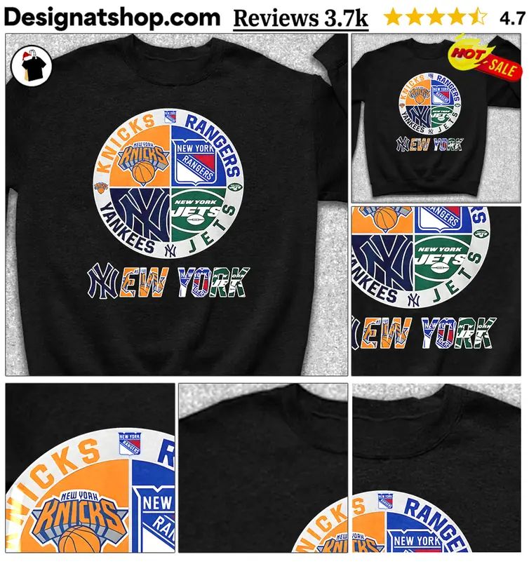 Knicks Rangers Yankees Jets New York team logo sports shirt